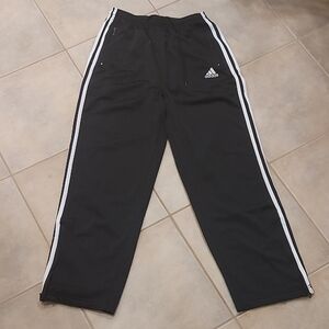 Adidas Men's Black Joggers with White Stripes
